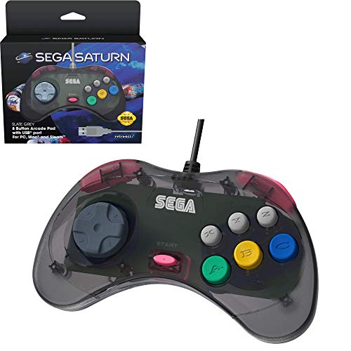 Retro-Bit Sega - Control Pad Saturn USB Pad, Gris [Sega Saturn]