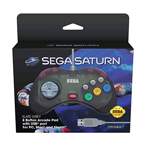 Retro-Bit Sega - Control Pad Saturn USB Pad, Gris [Sega Saturn]