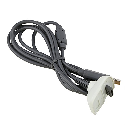 REY Cable Cargador Compatible Mando Inalámbrico Microsoft XBOX360 Color Blanco, Resistente