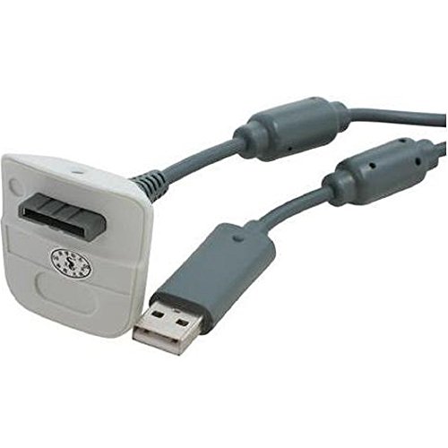 REY Cable Cargador Compatible Mando Inalámbrico Microsoft XBOX360 Color Blanco, Resistente