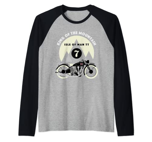 Rey de las Montañas Isle of Man TT Vintage Racing Camiseta Manga Raglan