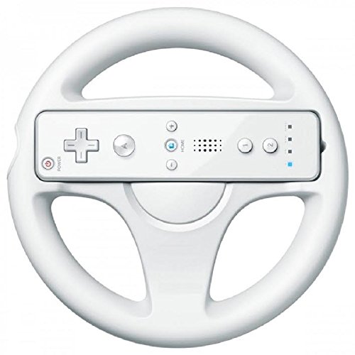 REY Volante para Wii Presentado en Caja, Color Blanco, Compatible con el Juego de Mario Kart