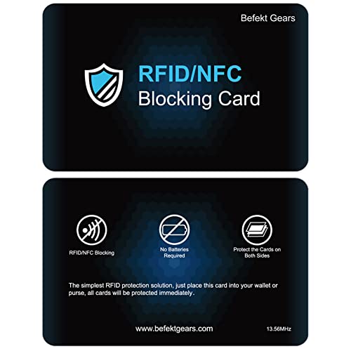 RFID de Blocker Bloqueo [2 Piezas],Befekt Gears RFID Tarjeta de Protección, Protectores de Tarjetas de Crédito - Ofrezca Protección Completa para Tarjetas de Crédito, Billetera, Débito, Pasaporte etc.