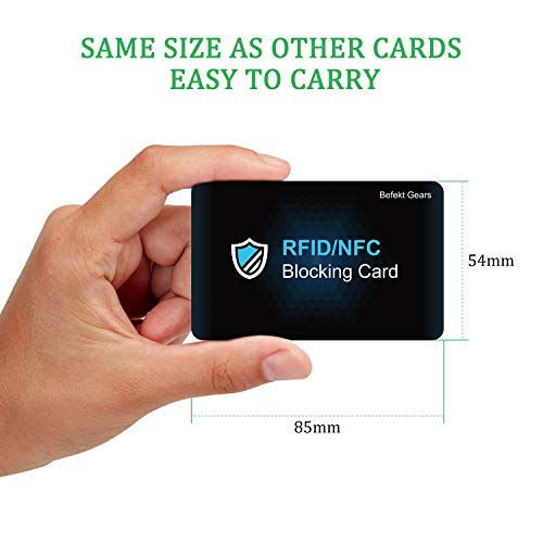 RFID de Blocker Bloqueo [2 Piezas],Befekt Gears RFID Tarjeta de Protección, Protectores de Tarjetas de Crédito - Ofrezca Protección Completa para Tarjetas de Crédito, Billetera, Débito, Pasaporte etc.