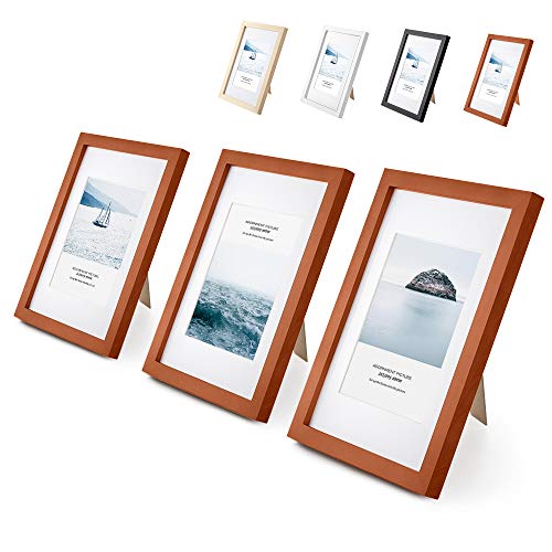 Rieeryslza Marcos de Fotos Marco para Foto Marco de Madera Photo Frame Conjunto de 3 Vintage Marcos de Madera Decoración Hogar 23 x 33 cm (Nuez)