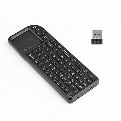 Rii Mini X1 teclado inalámbrico con ratón táctil - compatible con Smart TV, Mini PC Android, PlayStation, Xbox, HTPC, PC, Raspberry Pi