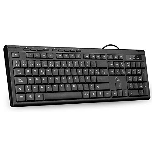 Rii RK907 USB - Teclado con Cable, QWERTY español, Negro