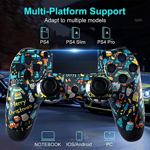 RIIKUNTEK Wireless Controller for PS4, Bluetooth Controller for Playstation 4 Control, Dual Vibration, Touch Pad, Six-Axis Sensor, Game Controller for Playstation 4/Pro/Slim, PC, Android, Christmas