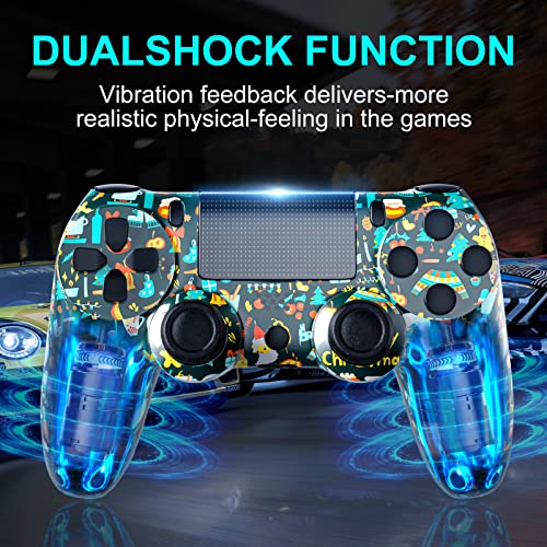 RIIKUNTEK Wireless Controller for PS4, Bluetooth Controller for Playstation 4 Control, Dual Vibration, Touch Pad, Six-Axis Sensor, Game Controller for Playstation 4/Pro/Slim, PC, Android, Christmas