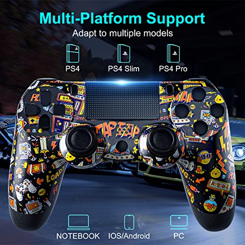 RIIKUNTEK Wireless Controller for PS4, Bluetooth Controller for Playstation 4 Control, Dual Vibration, Touch Pad, Six-Axis Sensor, Game Controller for Playstation 4/Pro/Slim, PC, Android, IOS13 Black