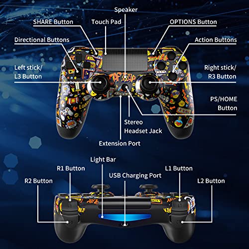 RIIKUNTEK Wireless Controller for PS4, Bluetooth Controller for Playstation 4 Control, Dual Vibration, Touch Pad, Six-Axis Sensor, Game Controller for Playstation 4/Pro/Slim, PC, Android, IOS13 Black
