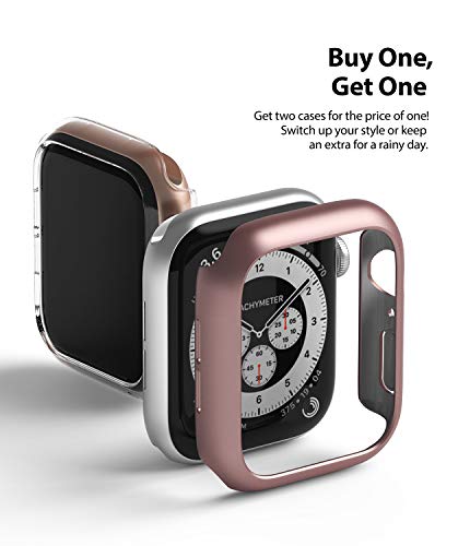 Ringke Slim Compatible con Funda Apple Watch Series 6/5/4/SE 40mm, Delgada Ligera Fina Carcasa [2 Unidades] - Clear/Rose Gold