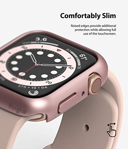 Ringke Slim Compatible con Funda Apple Watch Series 6/5/4/SE 40mm, Delgada Ligera Fina Carcasa [2 Unidades] - Clear/Rose Gold