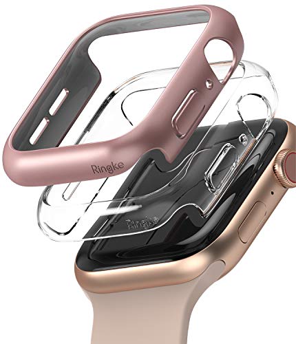 Ringke Slim Compatible con Funda Apple Watch Series 6/5/4/SE 40mm, Delgada Ligera Fina Carcasa [2 Unidades] - Clear/Rose Gold
