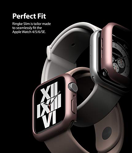 Ringke Slim Compatible con Funda Apple Watch Series 6/5/4/SE 40mm, Delgada Ligera Fina Carcasa [2 Unidades] - Clear/Rose Gold