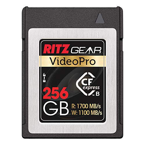 Ritz Gear Video Pro CFExpress tipo B Card 256 GB (1700/1100 R/W) pares con cámaras DSLR compatibles Nikon, Panasonic y Canon
