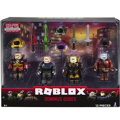 Roblox ROB0306 Dominus Dudes Pack de Cuatro Figuras [Incluye artículo Virtual Exclusivo]