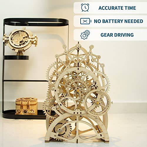Robotime Rompecabezas De Madera 3D Maquetas Kits De Modelo Autopropulsados Juego De Construcciones Mecánica Laser Cut Puzzle para Adultos (Pendulum Clock)