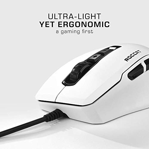 Roccat Kone Pure Ultra - Ratón ergonómico para Juegos (16000 dpi Sensor óptico RGB Iluminación Ultra Light) Blanco