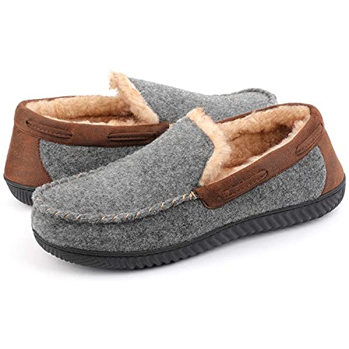 RockDove Hearthfire - Zapatillas de estar por casa tipo mocasín de espuma viscoelástica para hombre, gris (Carbón), 43 EU