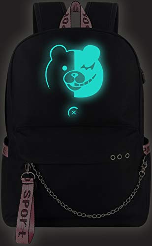 Roffatide Anime Danganronpa Mochila Luminosa Mochila Escolar para Laptop con Puerto de Carga USB y Puerto para Auriculares