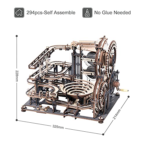 ROKR Puzzle 3D Madera Maquetas para Montar Carrera de mármol Modelo mecánico Kit de construcción con 10 Bolas de Acero para Adolescentes y Adultos, Marble Night City