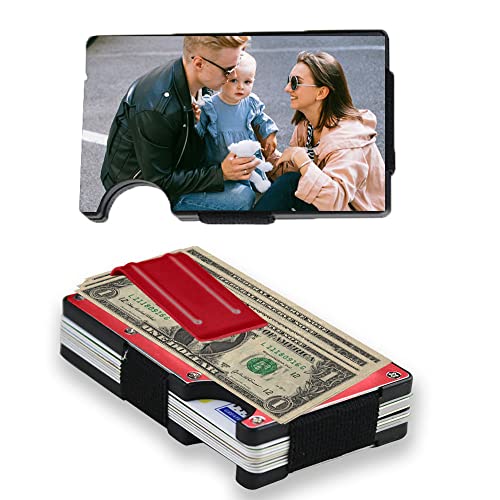 Rolaonly Hombre Pinzas para Billetes Personalizadas con Foto Rojo Slimpuro Caso de la Tarjeta de Crédito Regalo de Cumpleaños/Navidad/Día del Padre/Día de San Valentín