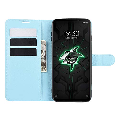 ROVLAK Funda para Xiaomi Black Shark 3 Case Flip Cover Cartera con Ranura para Tarjetas Estuche de Cuero PU + Interior de Silicona TPU Case con Soporte Carassa para Xiaomi Black Shark 3,Azul