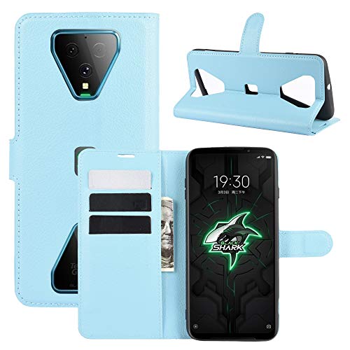 ROVLAK Funda para Xiaomi Black Shark 3 Case Flip Cover Cartera con Ranura para Tarjetas Estuche de Cuero PU + Interior de Silicona TPU Case con Soporte Carassa para Xiaomi Black Shark 3,Azul