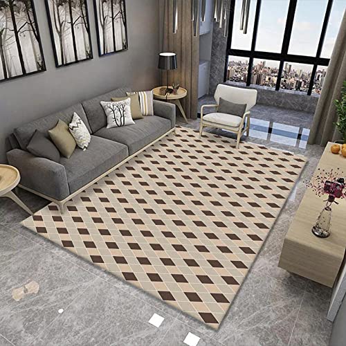 RUGMRZ Alfombra Acolchada Simple Sala de Estar nórdica Mesa de Centro Dormitorio Pasillo Alfombra Alfombra Lavable-marrón_Los 60X90CM alfombras Online Baratas Suave antidesl60X90CM/1ft 12''X2ft 11''