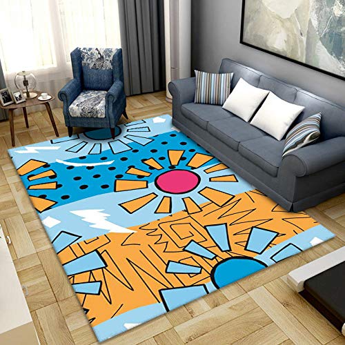 RUGMRZ Alfombras Online Baratas Dormitorio Simple y Moderno, Sala de Estar, Mesa de Centro, Alfombra, Alfombra Suave y cuidada, Alfombra para la habitación de los niños-Azul80X160CM/2ft 7''X5ft 3''