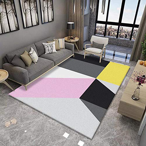 RUGMRZ Alfombras Online Baratas Simple Sala de Estar nórdica Mesa de Centro Dormitorio Pasillo Alfombra Alfombra Lavable-Negro Amarillo_Los 60X90CM alfombras Exterior Fácil 60X90CM/1ft 12''X2ft 11''