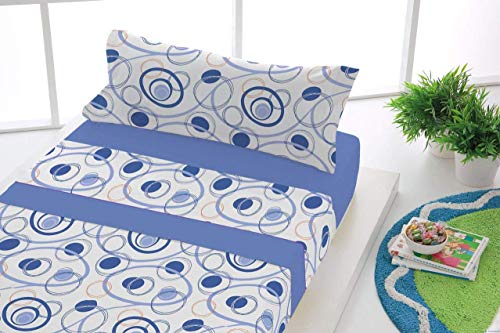 SABANALIA - Juego Sábanas Franela Dance (Disponible en Varios tamaños y Colores) - Cama 160, Azul