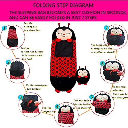 Saco de Dormir y Almohada de Juego Grande, 165 x 60 cm, Saco de Dormir para niños, Saco de Dormir 2 en 1, Plegable como un cojín Suave y cómodo, un Regalo Sorpresa para niños