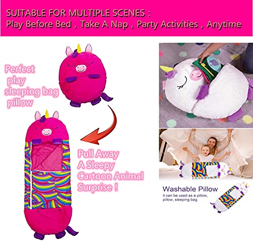 Saco de Dormir y Almohada de Juego Grande, 165 x 60 cm, Saco de Dormir para niños, Saco de Dormir 2 en 1, Plegable como un cojín Suave y cómodo, un Regalo Sorpresa para niños