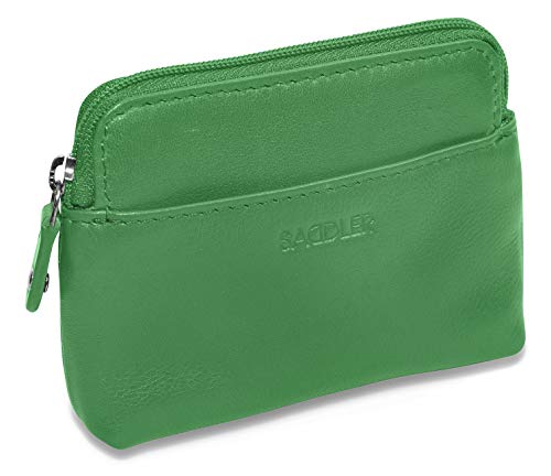 SADDLER Womens Luxurious Leather Zip Top Card and Coin Key Purse | RFID Protection | Gift Boxed - Green