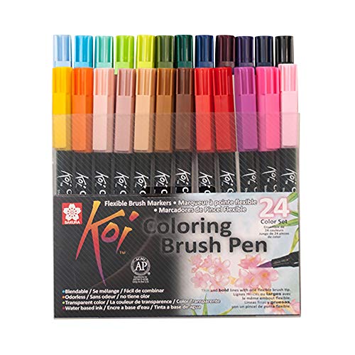 Sakura KOI Coloring Brush Set 24 - Pack de 24 rotuladores, Punta pincel