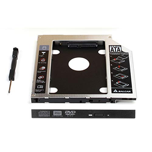 SALCAR - 2.HDD SATA-SATA 3.0 (SATA I II III) Bahía de Disco Duro 2nd ODD SSD Hard Drive Caddy 9,5mm Universal portátil de CD/DVD-ROM para Notebooks sustituye SuperDrive