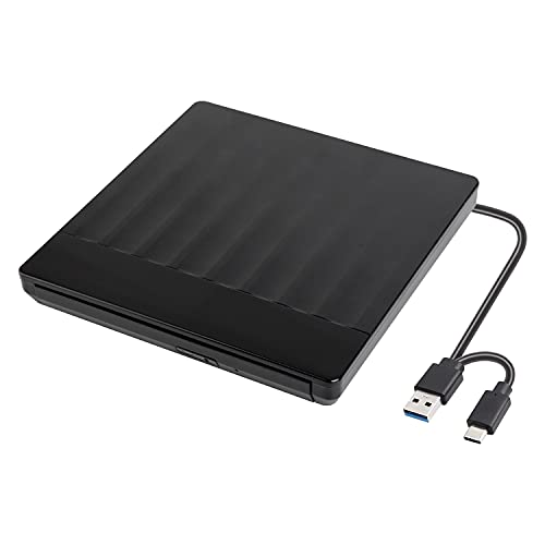 Salcar CD DVD Externo/Unidad. Unidad portátil óptica con Tipo-C y USB 3.0. Grabadora y Lector de CD. Apto para portátiles, Ordenadores de sobremesa, Mac, iOS, MacBook, Windows 10/8/7/XP, Linux