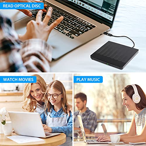 Salcar CD DVD Externo/Unidad. Unidad portátil óptica con Tipo-C y USB 3.0. Grabadora y Lector de CD. Apto para portátiles, Ordenadores de sobremesa, Mac, iOS, MacBook, Windows 10/8/7/XP, Linux