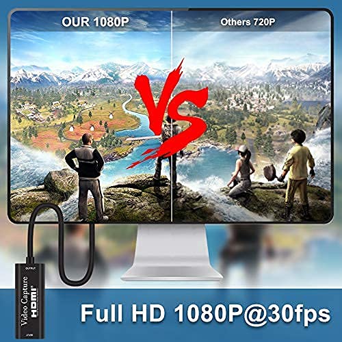 Salley Capturadora de Video HDMI, 4K HDMI a USB 3.0 Convertidor Video, Audio Capture Record a DSLR Action CAM, HDMI Vídeo Game Capture 1080P 60FPS para Edite Video/Juego/Transmisión/Enseñanza