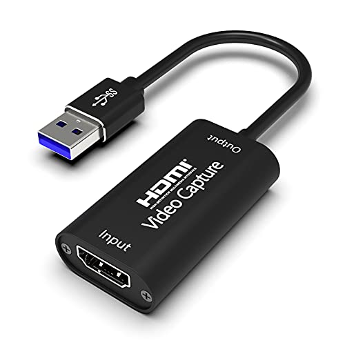 Salley Capturadora de Video HDMI, 4K HDMI a USB 3.0 Convertidor Video, Audio Capture Record a DSLR Action CAM, HDMI Vídeo Game Capture 1080P 60FPS para Edite Video/Juego/Transmisión/Enseñanza