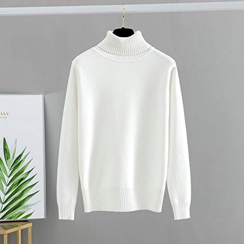 SALLM Women Pullover and Sweaters Autumn Winter Thick Warm Jumper Top Turtleneck Knitted Sweater Pull Femme Hiver,White 5699,One Size