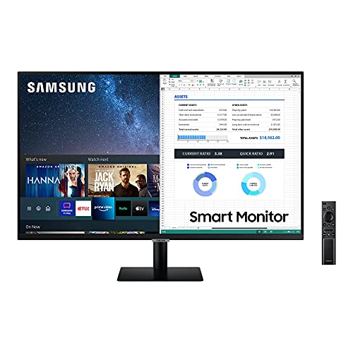 Samsung LS27AM502NRXEN - Monitor Samsung Smart M5 de 27'' Full HD, 1920x1080, Altavoces, Conectividad Móvil, Mando a Distancia y Aplicaciones de Smart TV (Netflix, Prime TV, Youtube) y TV Plus