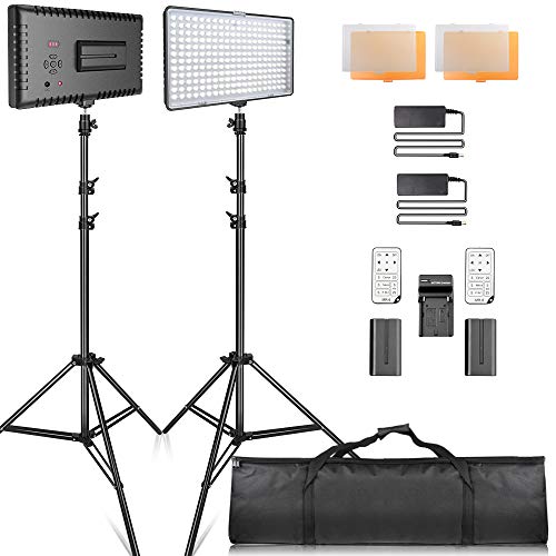 SAMTIAN LED luz Video Kit con Soporte LED Panel Set Kit de Iluminación Incluye 240pcs 3200 / 5600K Beads para fotografía de Estudio Youtube,Video Shooting