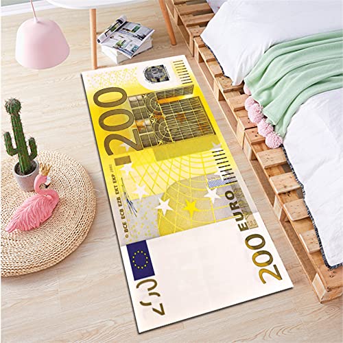 San Qing Alfombra De Alfombra Libra Británica Euro Dólares, Alfombra De La Puerta, Alfombra De Sala De Estar, Alfombra De Baño, con Soporte Antideslizante, Dinero, Absorción,200 Euro,40x60cm