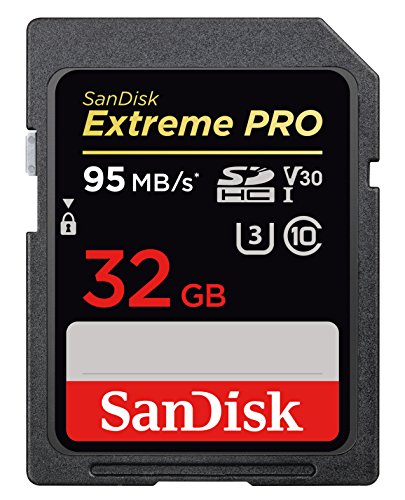 SanDisk Extreme PRO - Tarjeta de Memoria SDHC de 32 GB, hasta 95 MB/s, UHS-I, Class 10, U3, V30