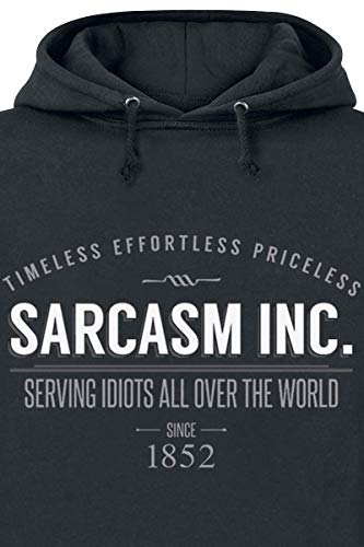 Sarcasm Inc. Hombre Sudadera con Capucha Negro M, 80% algodón, 20% poliéster, Regular