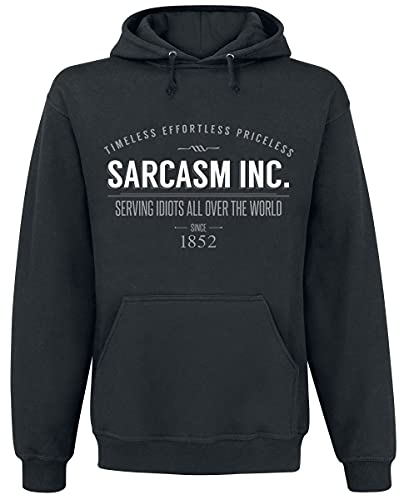 Sarcasm Inc. Hombre Sudadera con Capucha Negro M, 80% algodón, 20% poliéster, Regular
