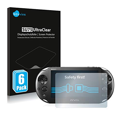 savvies Protector Pantalla Compatible con Sony Playstation PS Vita Slim (6 Unidades) Película Ultra Transparente